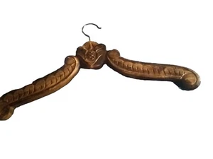 Carved Ornate Wooden 19" Coat Hanger w metal hook - Picture 1 of 7