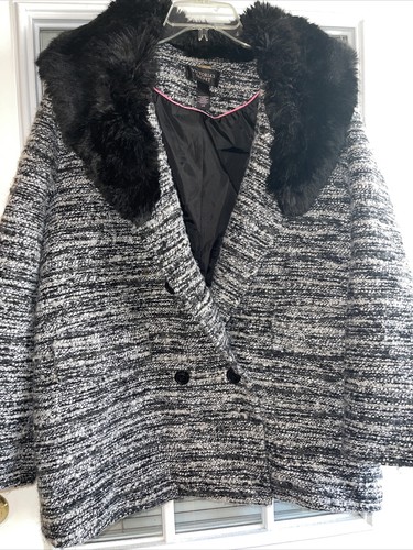 UNDERCOVER Cappotto Victoria's Secret donna L nero bianco con colletto rimovibile in pelliccia sintetica