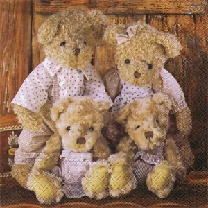 SERVIETTES EN PAPIER OURSONS DESIGN BOIS. PAPER NAPKINS TEDDY BEAR DESIGN WOOD - Afbeelding 1 van 1