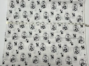 White NBC Skellington Cameo - Cotton Fabric By The Yard - CP71656 - Circles Cats - Picture 1 of 2