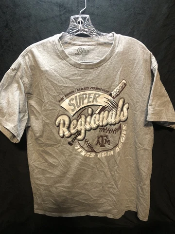 Texas AM Shirt Mens Large Gray Baseball Regionals Short Sleeve Cover