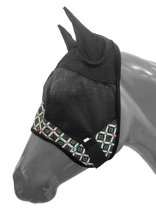 Showman Blue & Orange Aztec Print Fly Mask w/ Ears - Picture 1 of 2