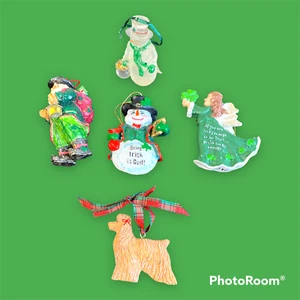 Lot of Irish Theme Christmas Ornaments Angel Snowman Santa Dog KSA and 1 Adler - Picture 1 of 12
