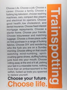 (LAMINATED) TRAINSPOTTING MOVIE QUOTE CHOOSE LIFE POSTER (61x91cm) PICTURE PRINT - Picture 1 of 1
