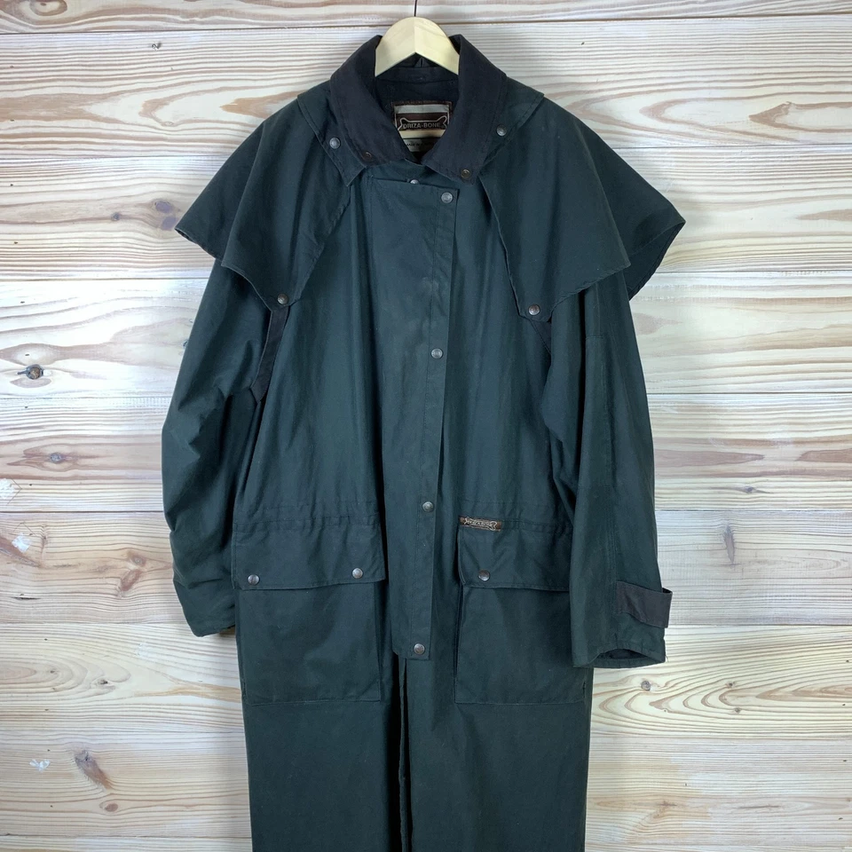 Abrigo Chaqueta Plumero XL Impermeable Verde Negro Driza-Bone Oilskin Encerado Foto 1 de 4