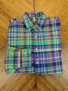 Polo Ralph Lauren Button Down Shirt Mens 3XB Oxford Plaid Green Purple - Picture 1 of 11