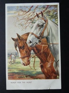 Hunting Horse Theme READY FOR THE HUNT c1940s Postcard by J Salmon - Picture 1 of 2