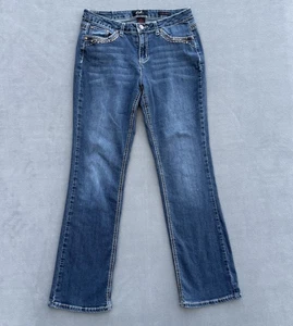 Earl Jean Women's Slim Boot Jeans Size 12 Dark Wash Embellished Flip Pockets - Picture 1 of 23