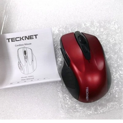 Tecknet M003 Wireless Mouse. Ergonomic. Red. Adjustable DPI. USB Dongle - Image 1 of 4