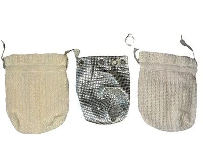 Pacote com 3 bolsas de cordão vintage Hong Kong falhas formatura nupcial perolada - Imagem 1 de 4