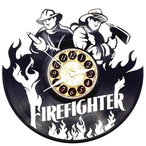 Firefighter Fire man | Vinyl Record Clock | Unique gift | FREE SHIPPING - Picture 1 of 3