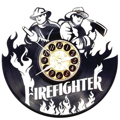 Firefighter Fire man | Vinyl Record Clock | Unique gift | FREE SHIPPING - Image 1 of 3