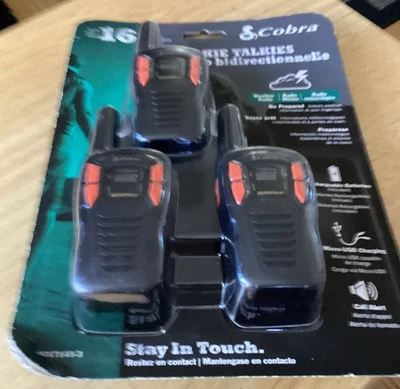 Cobra ACXT345-3 Two Way Walkie Talkies Set - Black - Image 1 of 4