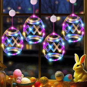 4Pack Easter Window Lights Decorations with Timer, Battery Powered Hanging Mu... - Picture 1 of 6