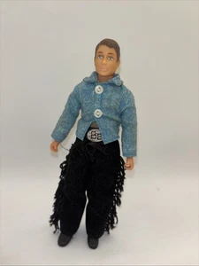 Breyer Traditional Cowboy FLEXIBLE Denim Shirt Blue Eyes Black Fringe Pants - Picture 1 of 6
