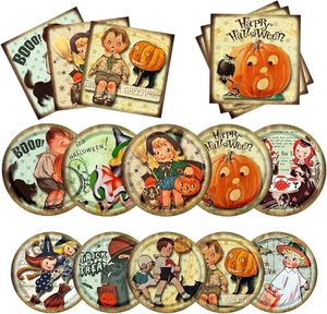 Vintage Halloween Deko, 60 Teile Vintage Halloween Teller und Servietten Hallow - Bild 1 von 6