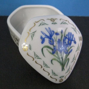 DAR Limoges Porcelain IRIS Trinket Box The Flowers Of Colonial America Vtg 1981 - Picture 1 of 6