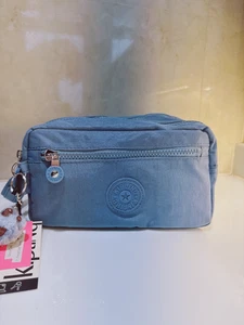 NEW Kipling Amalfi Toiletry Bag Carry Handle Large Cosmetic Case Haze Blue - Picture 1 of 6