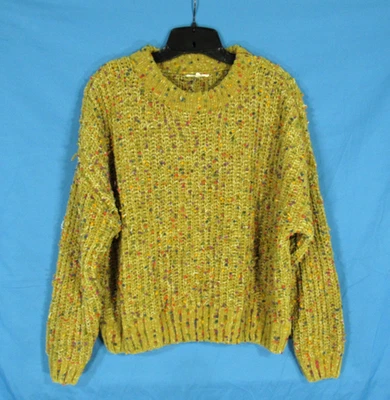 SUÉTER TEJIDO RELAJADO COMADREJA VERDE MULTICOLOR POM POM cuello falso adorno acanalado Talla S Foto 1 de 4