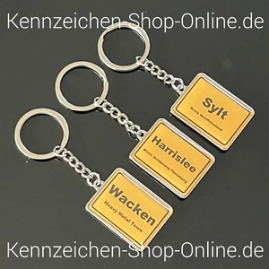 Personalisiert Schlüsselanhänger Ortsschild Gemeinde Stadt Ort - Bild 1 von 2
