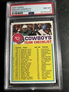 1973 Topps Dallas Cowboys Team Checklist PSA 8 Tough - Picture 1 of 2