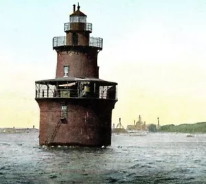 Postal de colección MOVEDA Dear Island Light Boston Harbor Reef Lighthouse bujía - Imagen 1 de 3