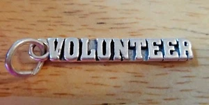 Sterling Silver 25x5mm says Volunteer on Charm - Picture 1 of 3