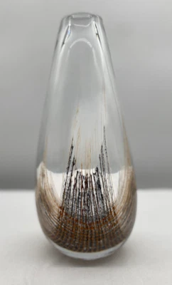 Elsa Soderberg Swedish Mid Century Hovmantorp 60s Art Glass Vase Mesh Inclusions - image 1 of 4