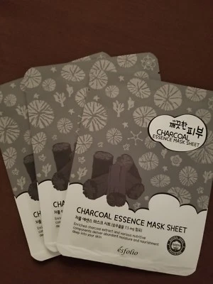 SET OF 3 ESFOLIO CHARCOAL ESSENCE MASK SHEET. - Image 1 of 2