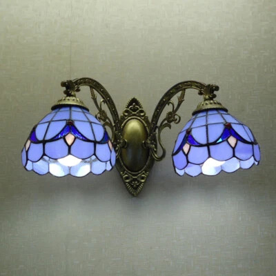 Tiffany Style Wall Light Stained Glass Shade Bathroom Wall Sconce Lamp Fixture - Image 1 of 3