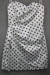 XOXO Strapless Satiny Polka Dot Mini Dress-Size 9-Party-Empire Waist-Cocktail - Picture 1 of 13