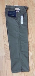 Arrow Pleated Olive Khaki Stain Repel Wrinkle Free Dress Pants Slacks 12 Reg 26 - Picture 1 of 6
