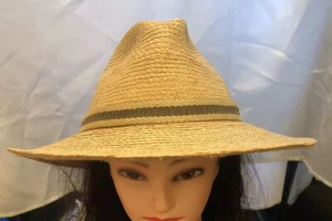 Green Club Golf Hat Headgear Brown Straw Size 6 7/8 Small White/ Beige Trim - Picture 1 of 6