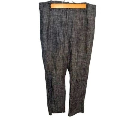 Pantalón Talbots Mujer Talla 8 Heritage Gris Oscuro Lino Mezcla Algodón Tiro Alto Foto 1 de 4