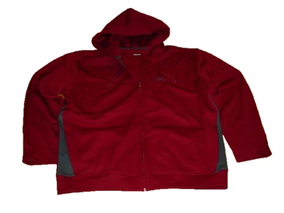Reebok Mens Full Zip Hoodie Hooded Sweatshirt Jacket Burgundy Logo XL Sharp! - Image 1 of 4