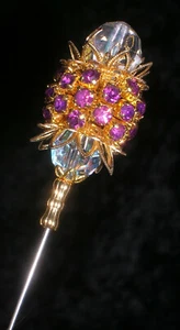 CattWalk Original ~ Vintage Amethyst & AB Swarovski Crystal Pineapple Hatpin  - Picture 1 of 4