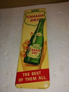 Vintage 1950s Canada Dry Ginger Ale Embossed Painted Metal Door Push Sign,C 1591
