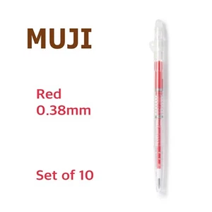 MUJI Erasable Ballpoint Pen Knock Type Slim Red 0.38mm Set of 10 Japan - Picture 1 of 3