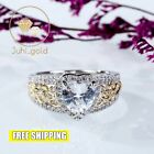 Real 3ct Simulated Diamond Heart Engagement Ring 925 Two-tone Sterling Silver