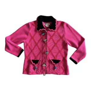 Jack B Quick Artsy Fun Beaded Purse Theme Cardigan/jacket Pink Size M - Picture 1 of 9