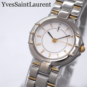 Saint Laurent Quarzuhr Armbanduhr YSL Cassandra Gold Silber Damen Auth - Bild 1 von 24