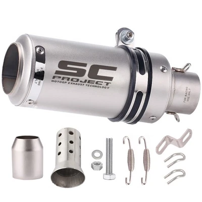 Slip-on 51mm Universal Motorcycle Exhaust Pipe Tail Tips Titanium Round - Image 1 of 4