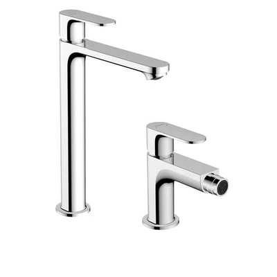 Set miscelatori monocomando Hansgrohe Rebris S lavabo alto e bidet cromato - Immagine 1 di 4