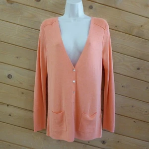 Banana Republic Pastell Orange Seidenmischung V-Ausschnitt Baumwolle Up Langarm Cardigan L - Bild 1 von 11