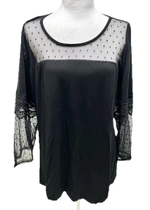 Kate Mallory Womens Whimsigoth Top Size 1X Black Lace Bell Sleeve Witchy Vamp - Picture 1 of 10