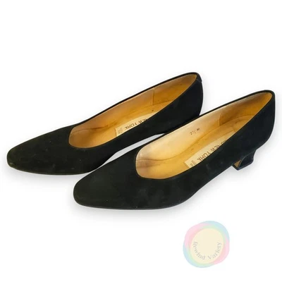 Jones New York Womens Pumps 7.5 M Black Suede Leather Heels Made in Spain VTG - Image 1 of 4