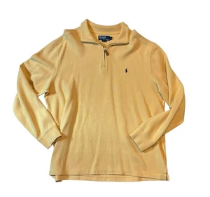 Polo Ralph Lauren 1/4 Zip Pullover Sweater Jumper Tight Knit Men XL Yellow  Golf - Picture 1 of 8