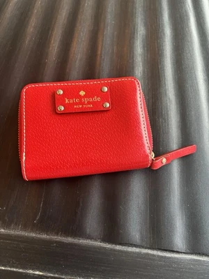 Kate Spade Card Wallet Red Leather - Image 1 of 4