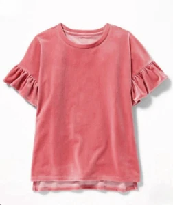 Old Navy Toddler Girls Short Ruffle Sleeve Velvet Top Tyrell Rose Size 2T - Picture 1 of 1