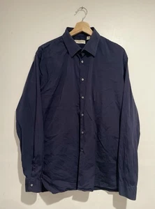 Burberry London Dress Shirt Mens 17 43 Blue Tailored Long Sleeve Button Up - Picture 1 of 9